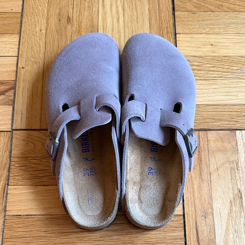 Birkenstock Faded Purple Suede Boston Soft Footbed Clog